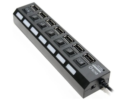 [USB-концентраторы] 5bites HB27-203PBK Концентратор 7*USB2.0 / БП 5В-2А / 1M / BLACK