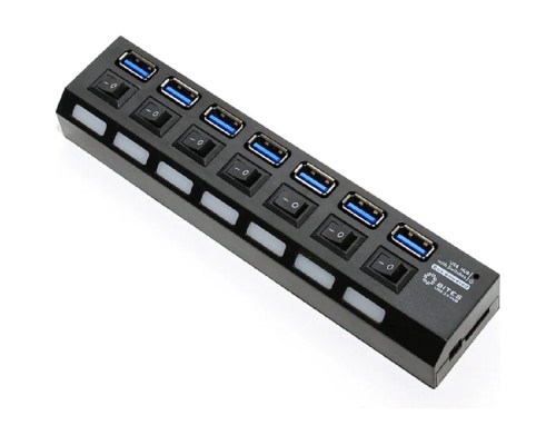 [USB-концентраторы] 5bites HB37-303PBK Концентратор 7*USB3.0 / БП 5В-2А / 1.2M / BLACK