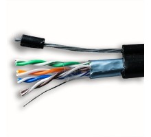 5bites Кабель FS5505-305CPE-M витая пара FTP/SOLID/5E/24AWG/COPPER/PE/BLACK/OUTDOOR/MESSENGER/DRUM/305M