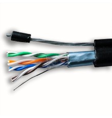 5bites Кабель FS5505-305CPE-M витая пара FTP/SOLID/5E/24AWG/COPPER/PE/BLACK/OUTDOOR/MESSENGER/DRUM/305M