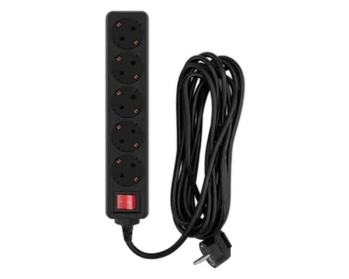 [Сетевые фильтры] PC PET Сетевой фильтр AP01006-5-B 5м (5 розеток, EURO, EURO/RUS), черный {619895}