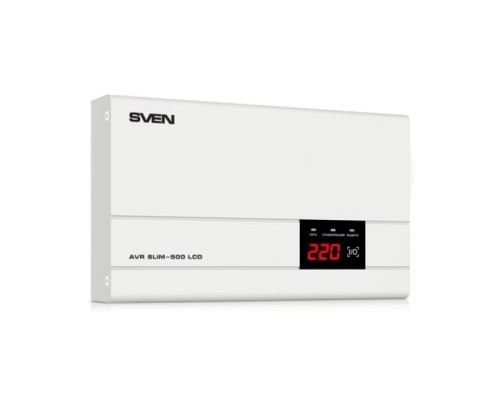 [Сетевые фильтры] SVEN Стабилизатор напряжения AVR SLIM-500 LCD белый