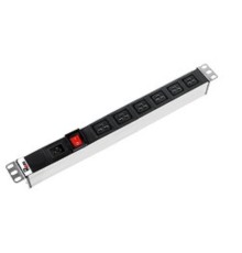 REM Блок розеток Rem-16 с выкл., 6 IEC 60320 C19, вход IEC 60320 C20, 16A, алюм., 19