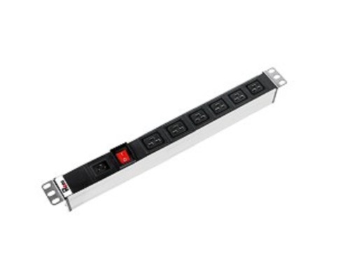 [Аксессуар] REM Блок розеток Rem-16 с выкл., 6 IEC 60320 C19, вход IEC 60320 C20, 16A, алюм., 19