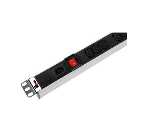 [Аксессуар] REM Вертикальный блок розеток Rem-16 с выкл., 10  Shuko, 10 C13, вход IEC 60320 C20 16A, алюм., 33-38U (R-16-10S-10C13-V-1420)