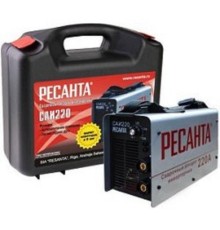 Ресанта САИ 220 65/22 Сварочный аппарат инверторный в кейсе [65/22] {154В-242В, макс.6,6кВт, 10А-220А, ПВ 70%, напр. холостого хода 80В, напр. 28В, макс. диаметр электрода 5мм, 4,9 кг}