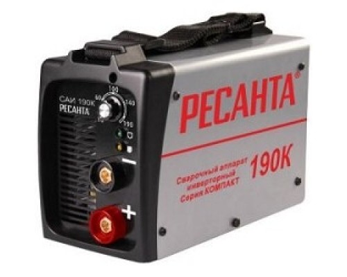 [Ресанта Сварочное оборудование, Инверторы] Ресанта САИ 190К 65/36 Сварочный аппарат компакт [65/36] {154В-242В, макс.5,5кВт, 10А-190А, ПВ 70%, напр. холостого хода 80В, напр. 27В, макс. диаметр электрода 5мм, 3,5кг} 4606059018872