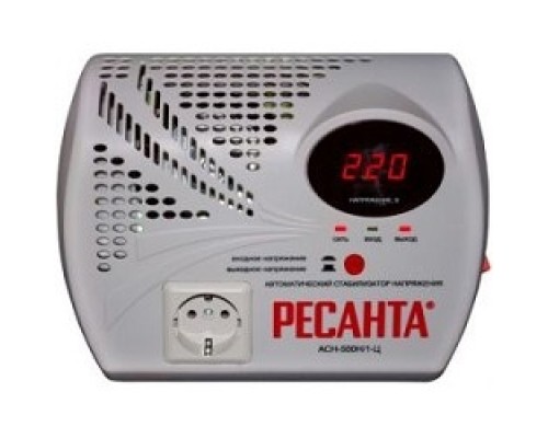 [Ресанта Стабилизаторы напряжения] Ресанта АСН- 500 Н/1-Ц  63/6/9 Стабилизатор {220В±8%, Габариты 260х200х110, Вес 2,6кг}
