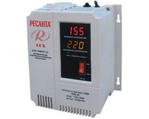[Ресанта Стабилизаторы напряжения] Ресанта АСН-1 500 Н/1-Ц 63/6/20 Стабилизатор Lux {220В±8%, Габариты 206х133х230, Вес 4,5кг}