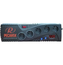 Ресанта С-2000 63/6/34 (16694) Стабилизатор {5 розеток -(3/2), 2000 Вт, 220В±8% + защита RJ11, Вес 4,2 кг}