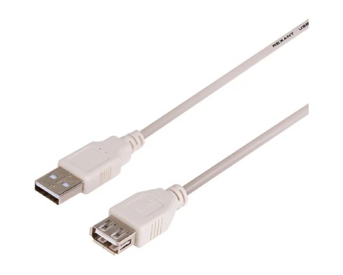 [Кабели] Rexant (18-1114) Кабель шт. USB-A – гн. USB-A, 2,4А, 1,8м, ПВХ, серый