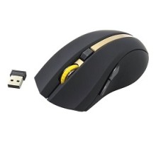 Oklick 495MW черный/золотистый Мышь оптическая (1600dpi) беспроводная USB (6but) [998168]