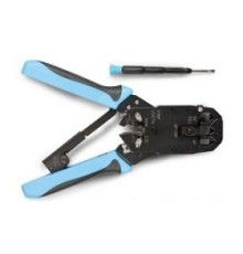 Hyperline HT-200AR Инструмент обжимной для RJ-50, RJ-45, RJ-12, RJ-11 (10P10C, 8P8C типа AMP, 6P6C, 4P4C), профессиональный, с храповым механизмом