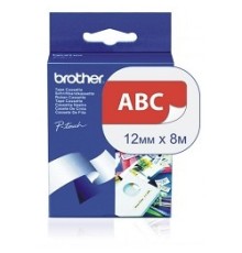 Brother TZE435 Наклейка ламинированная 12мм, белый на красном (TZE435)