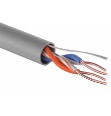 Rexant (01-0023) Кабель витая пара U/UTP, CAT 5e, PVC, 2PR, 24AWG, INDOOR, SOLID, серый, 305м