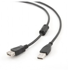 Bion Кабель удлинительный USB 2.0 AM/AF, позолоченные контакты, ферритовые кольца, 1.8 м, черный [BXP-CCF-USB2-AMAF-018]