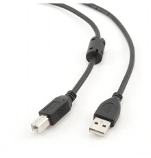 Bion Кабель интерфейсный USB 2.0 AM/BM, позолоченные контакты, ферритовые кольца, 3 м, черный [BXP-CCF-USB2-AMBM-030]