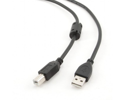 [кабели] Bion Кабель интерфейсный USB 2.0 AM/BM, позолоченные контакты, ферритовые кольца, 3 м, черный [BXP-CCF-USB2-AMBM-030]