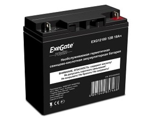 [батареи] Exegate EP234540RUS Аккумуляторная батарея HR 12-18/EXG12180 (12V 18Ah, клеммы F3 (болт М5 с гайкой))