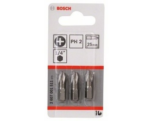 [Биты] Bosch 2607001511 3 БИТ 25ММ PH2 XH