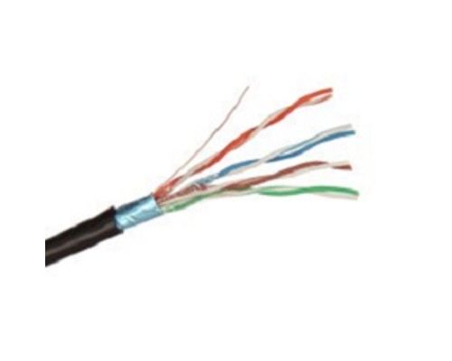 [Кабель] Exegate EX241488RUS Кабель FTP 4 пары кат.5e Exegate 100% медь,24AWG, экран, для внешней прокладки, с тросом, 305м, черный PE