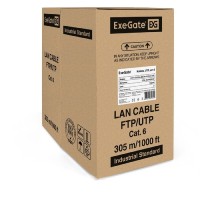Exegate EX186134RUS Кабель UTP 4 пары кат.6 Exegate CCA, 23AWG, 305м pullbox, серый