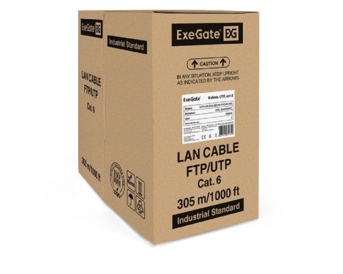 [Кабель] Exegate EX186134RUS Кабель UTP 4 пары кат.6 Exegate CCA, 23AWG, 305м pullbox, серый