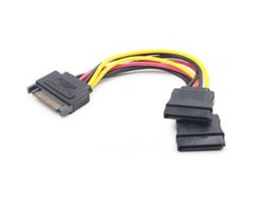 [кабели] Gembird/Cablexpert Кабель питания SATA, 15см, 15pin (M)/2x15pin(F), на 2 SATA устр (CC-SATAM2F-01)