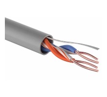 PROconnect (01-0022-3) Кабель витая пара омедненный U/UTP, CCA, CAT 5e, PVC, 2PR, 24AWG, INDOOR, SOLID, серый, 305м