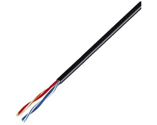 [Неэкранированная витая пара (бухты)] Rexant (01-0025) Кабель витая пара U/UTP, CAT 5e, PE, 2PR, 24AWG, OUTDOOR, SOLID, черный, 305м