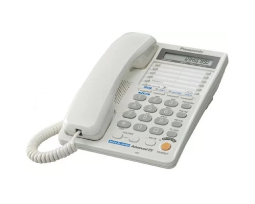 [Телефон] Panasonic KX-TS2368RUW (белый) {2 линии, конференц-связь, спикер., 30 номеров памяти, ЖКД, Flash, часы }