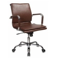 Бюрократ H-993-Low/Brown кресло руководителя низкая спинка коричневый искусственная кожа крестовина хромированная