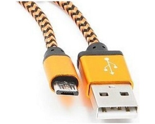 [кабели] Gembird Кабель USB 2.0 Cablexpert CC-mUSB2oe1m, AM/microBM 5P, 1м, нейлоновая оплетка, алюминиевые разъемы, оранжевый, пакет