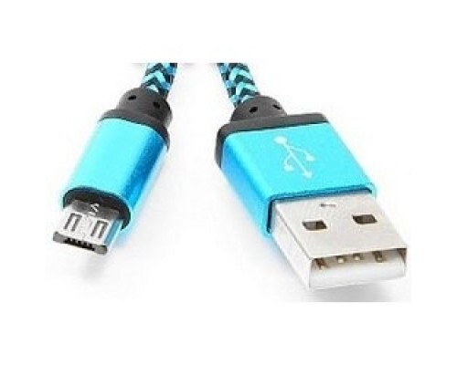 [кабели] Gembird Кабель USB 2.0 Cablexpert CC-mUSB2bl1m, AM/microBM 5P, 1м, нейлоновая оплетка, алюминиевые разъемы, синий, пакет