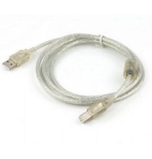 Кабель USB2.0 Cablexpert AM/BM, медь, двойн.экран, фер.кольцо, Pro, 4.5м, прозрач, пакет (CCF-USB2-AMBM-TR-15)