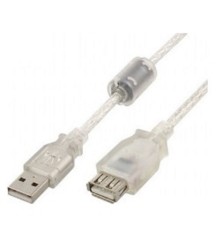 Cablexpert Кабель удлинитель USB2.0 Pro, AM/AF, 2м, экран, 2 феррит.кольца, прозрачный (CCF-USB2-AMAF-TR-2M)