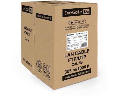 [Кабель] Exegate EX256745RUS Кабель UTP 2 пары кат.5e Exegate CCA, 24AWG, бухта 305м, серый, PVC