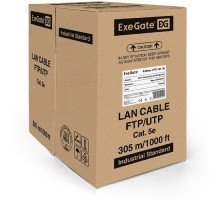 Exegate EX256749RUS Кабель UTP 4 пары кат.5e Exegate 100% медь, 24AWG, внешн. прокладка, без троса, бухта 305м, черн., PE