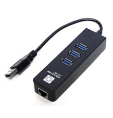 5bites Сетевой адаптер UA3-45-04BK USB3.0 сетевая карта / 3*USB3.0 / RJ45 1G / BLACK