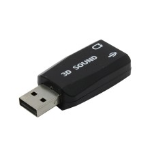 ORIENT Адаптер AU-01N, USB to Audio, 2 x jack 3.5 mm для подключения гарнитуры к порту USB, черный