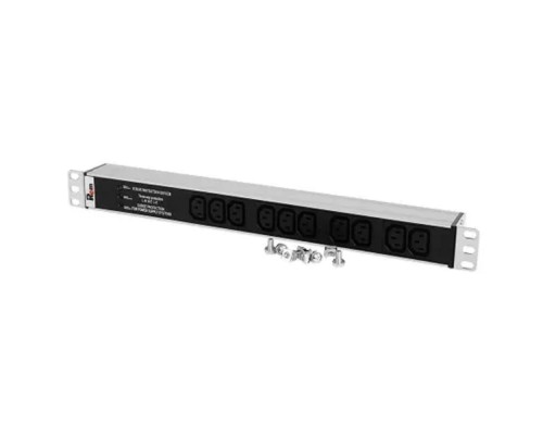 [Аксессуар] REM Блок розеток Rem-10 без шнура с фил. и инд., 10 IEC 60320 C13, вход IEC 60320 C14, 10A, алюм., 19