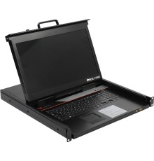 ProCase E1708HD Консоль однорельсовая , КВМ 8 порт, LCD 17'', single rail console KVM 8 port, LCD D-Sub, USB, разрешение 1920*1080, 8 кабелей