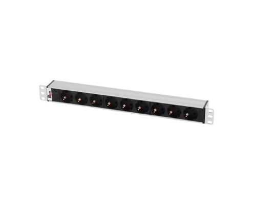 [Аксессуар] REM Блок розеток Rem-10 без шнура с инд., 9 Schuko, вход IEC 60320 C14, 10A, алюм., 19