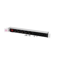 REM Блок розеток Rem-10 без шнура с выкл., 5 Schuko, 5 IEC 60320 C13, вход IEC 60320 C14, 10A, алюм., 19