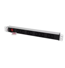 REM Блок розеток Rem-10 без шнура с выкл., 10 IEC 60320 C13, вход IEC 60320 C14, 10A, алюм., 19