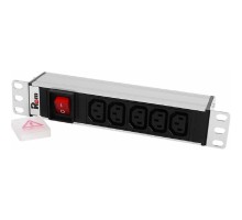 REM Блок розеток Rem-10 без шнура с выкл., 5 IEC 60320 C13, вход IEC 60320 C14, 10A, алюм., 10