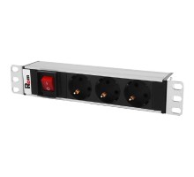 REM Блок розеток Rem-10 без шнура с выкл., 3 Schuko, вход IEC 60320 C14, 10A, алюм., 10