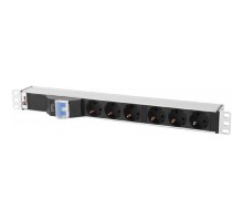 REM Блок розеток Rem-32 с авт., 6 Schuko, 32А, алюм., 19