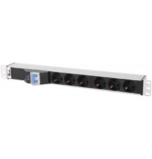 REM Блок розеток Rem-32 с авт., 6 Schuko, 32А, алюм., 19