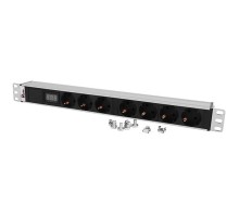 REM Блок розеток Rem-32 с амп, 7 Schuko, 32А, алюм., 19